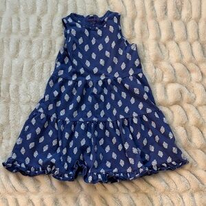 Crewcuts Blue Leaf Print Tiered Dress